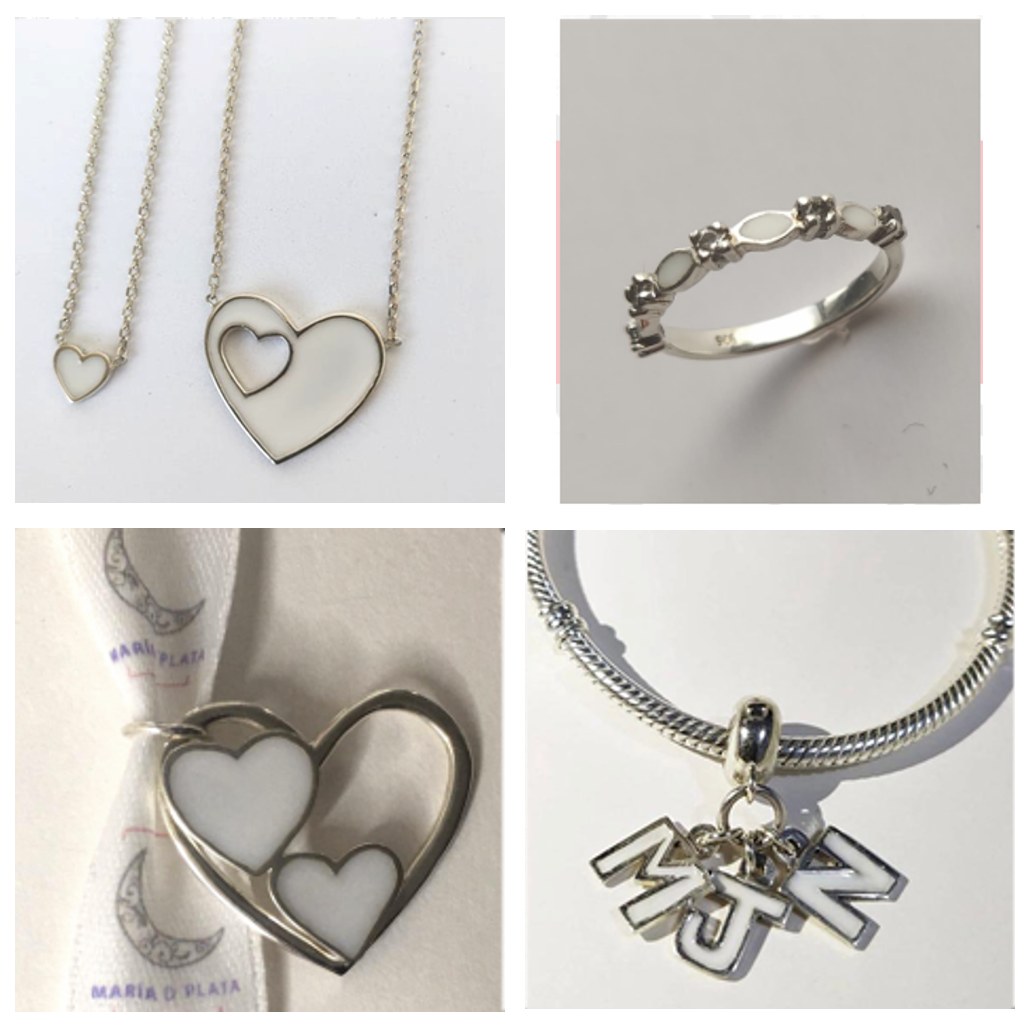Joyas de leche materna: dijes de corazón, anillo, charm y pulsera con iniciales, María D'Plata
